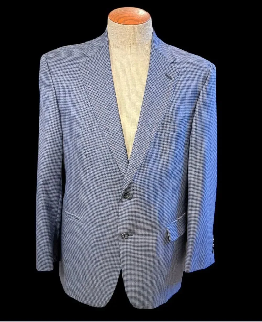 Hart Schaffner Marx Two-Button Blazer/Sport Coat Blue Micro-Houndstooth 42S